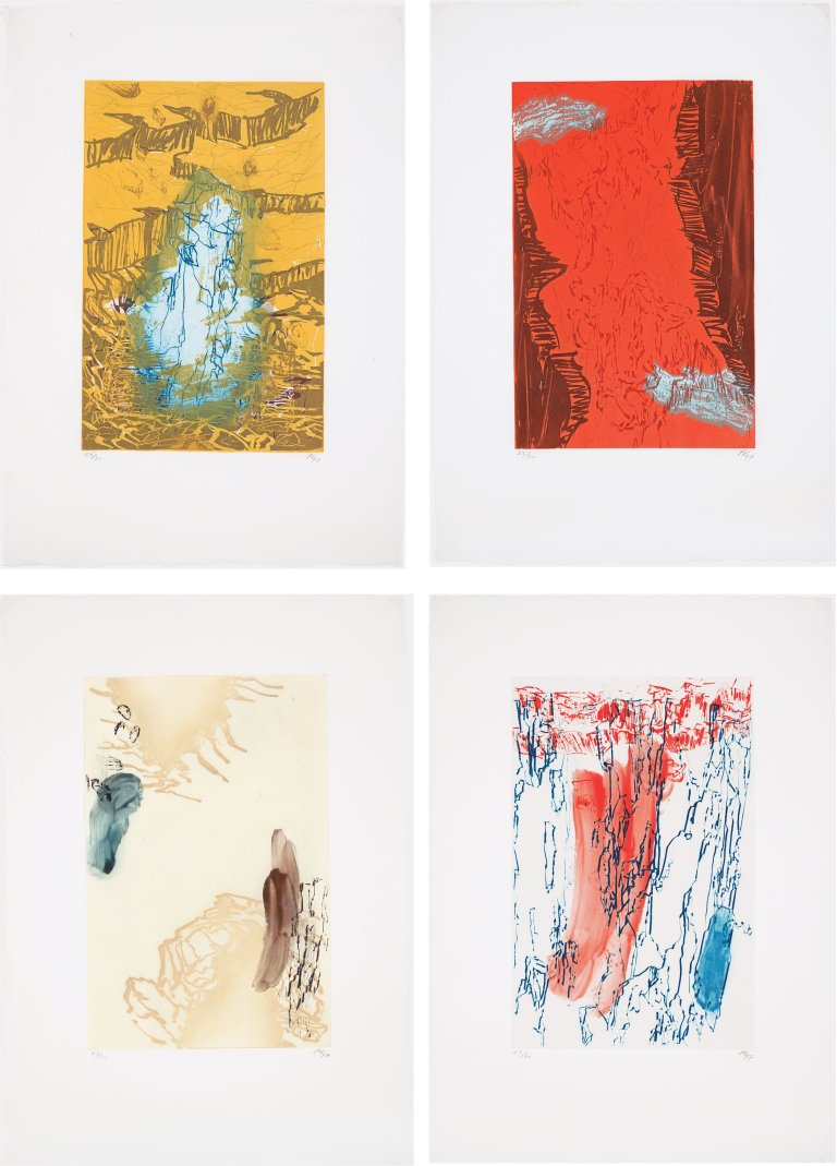 Auf diesem Bild ist das folgende Kunstwerk zu sehen: Per Kirkeby. „4 Radierungen für Wittgenstein“. 1997.
