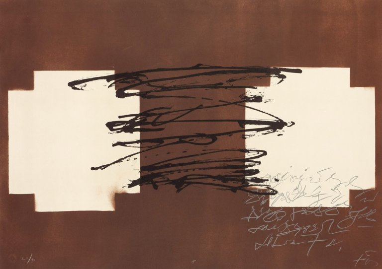 Auf diesem Bild ist das folgende Kunstwerk zu sehen: Antoni Tàpies. Ohne Titel aus: „Suite 63 x 90“. 1980.