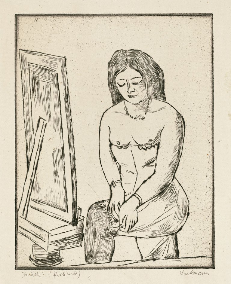 Auf diesem Bild ist das folgende Kunstwerk zu sehen: Max Beckmann. „Toilette (vor dem Spiegel)“. 1923.