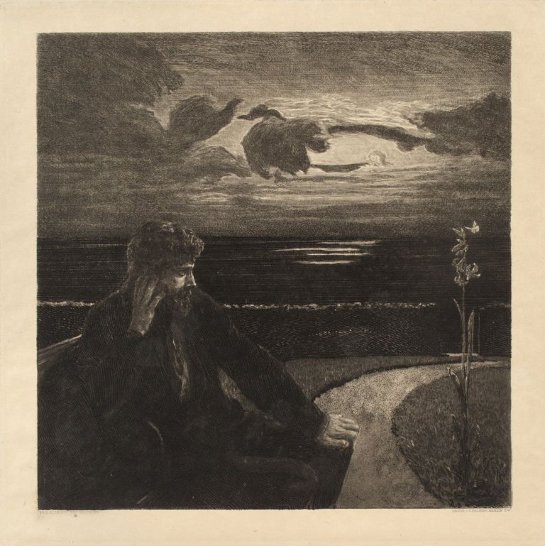 Auf diesem Bild ist das folgende Kunstwerk zu sehen: Max Klinger. „Vom Tode. Erster Teil (Rad. Opus XI)“. 1889/1922.