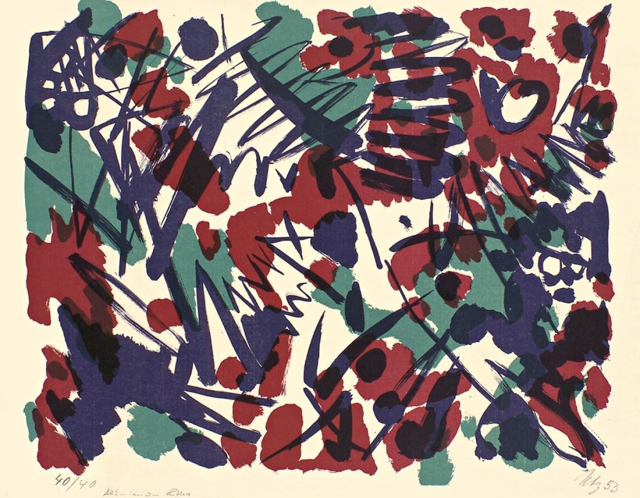 This picture shows the following artwork: Ernst Wilhelm Nay. „Algraphie 1953-2“. 1953.