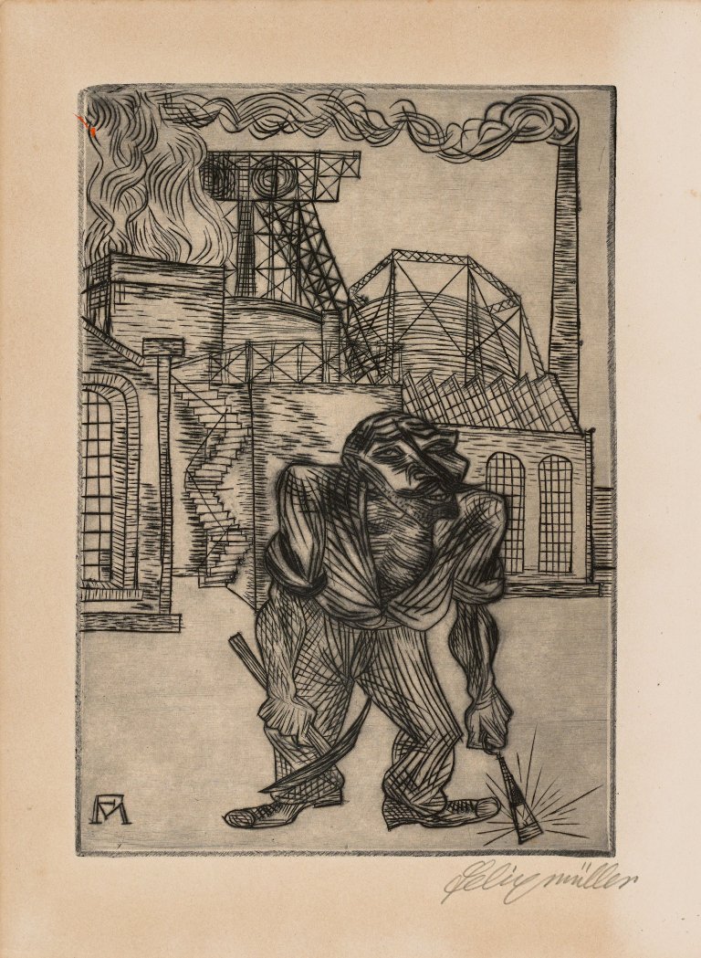 Auf diesem Bild ist das folgende Kunstwerk zu sehen: Conrad Felixmüller. „Der alte Kohlenarbeiter“. 1921.