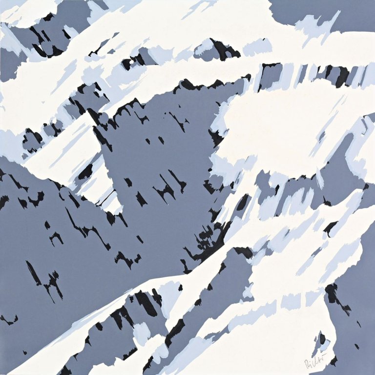 Auf diesem Bild ist das folgende Kunstwerk zu sehen: Gerhard Richter. Aus: „Schweizer Alpen I“ Motiv B2. 1969.