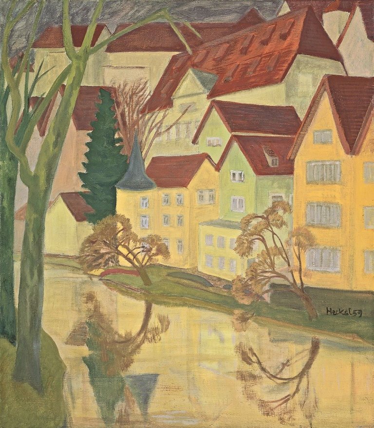 Auf diesem Bild ist das folgende Kunstwerk zu sehen: Erich Heckel. „Am Neckar“ (Tübingen). 1959.