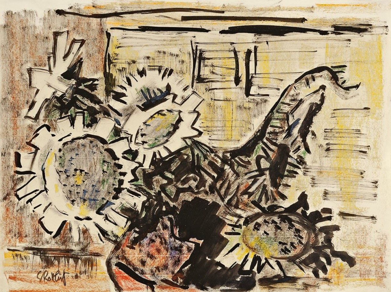 Auf diesem Bild ist das folgende Kunstwerk zu sehen: Karl Schmidt-Rottluff. „Silberdisteln“. 1970.