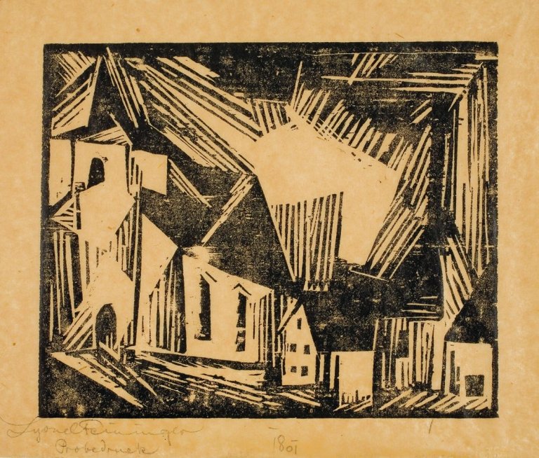 Auf diesem Bild ist das folgende Kunstwerk zu sehen: Lyonel Feininger. „Kirche (Zirchow?)“. 1918.