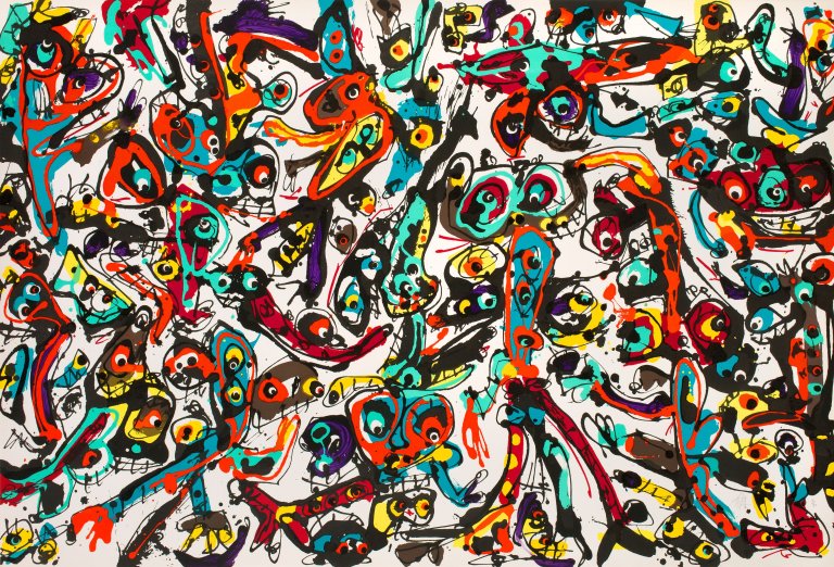 Auf diesem Bild ist das folgende Kunstwerk zu sehen: Antonio Saura. „Dans le milieu“. 1984.
