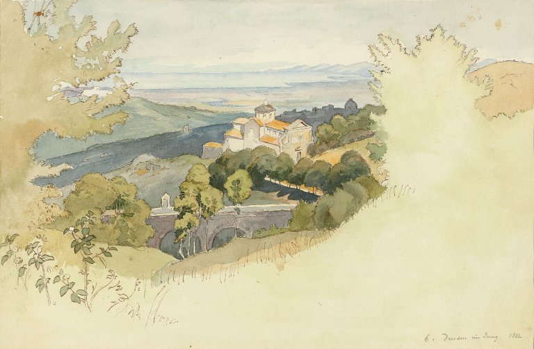 Auf diesem Bild ist das folgende Kunstwerk zu sehen: Viktor Paul Mohn. Italienische Landschaft. 1866.