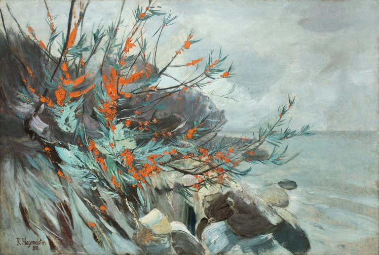 Auf diesem Bild ist das folgende Kunstwerk zu sehen: Karl Hagemeister. „Strandbild mit Seedorn“. 1911.