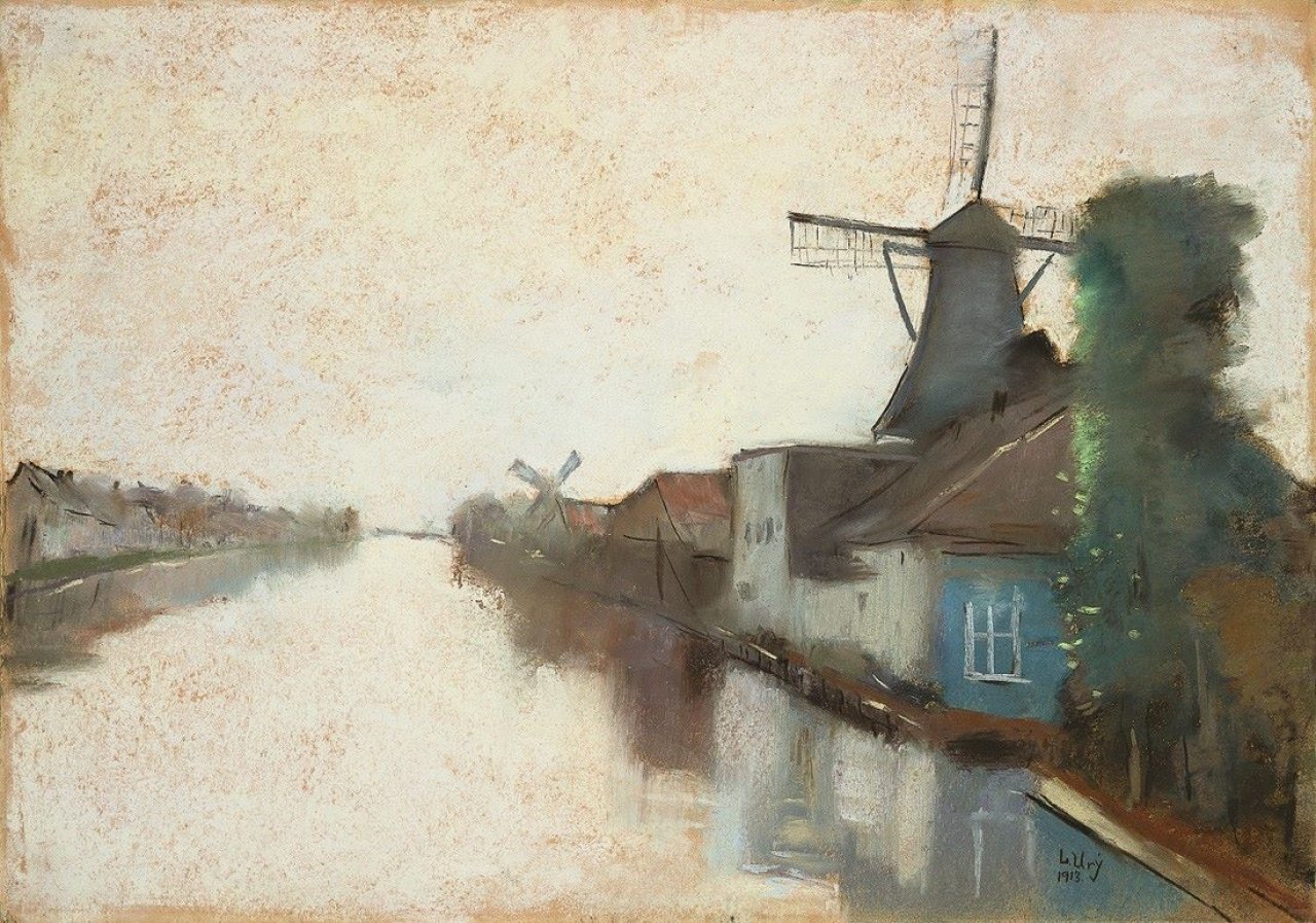 Auf diesem Bild ist das folgende Kunstwerk zu sehen: Lesser Ury. „Holländischer Kanal“. 1913.