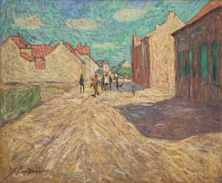 Auf diesem Bild ist das folgende Kunstwerk zu sehen: Theo von Brockhusen. Dorfstraße. Um 1905/06.