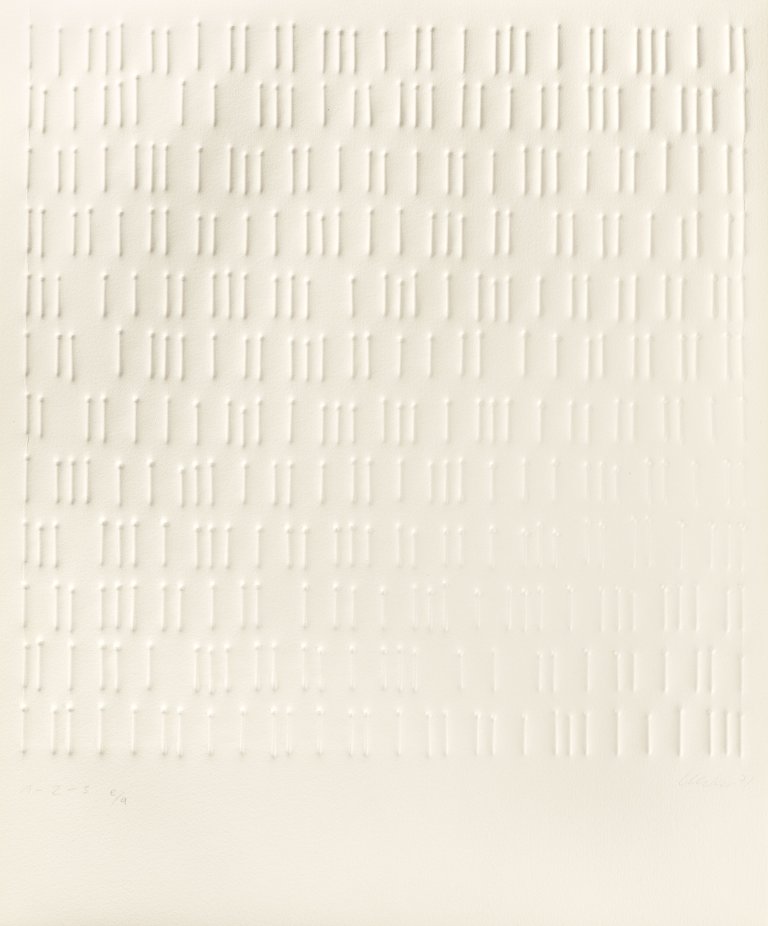 Auf diesem Bild ist das folgende Kunstwerk zu sehen: Günther Uecker. „1-2-3“. 1971.