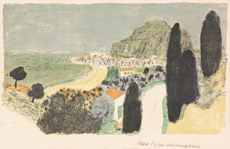 Auf diesem Bild ist das folgende Kunstwerk zu sehen: Max Peiffer Watenphul. „Sizilianische Landschaft (Cefalù)“. 1953.