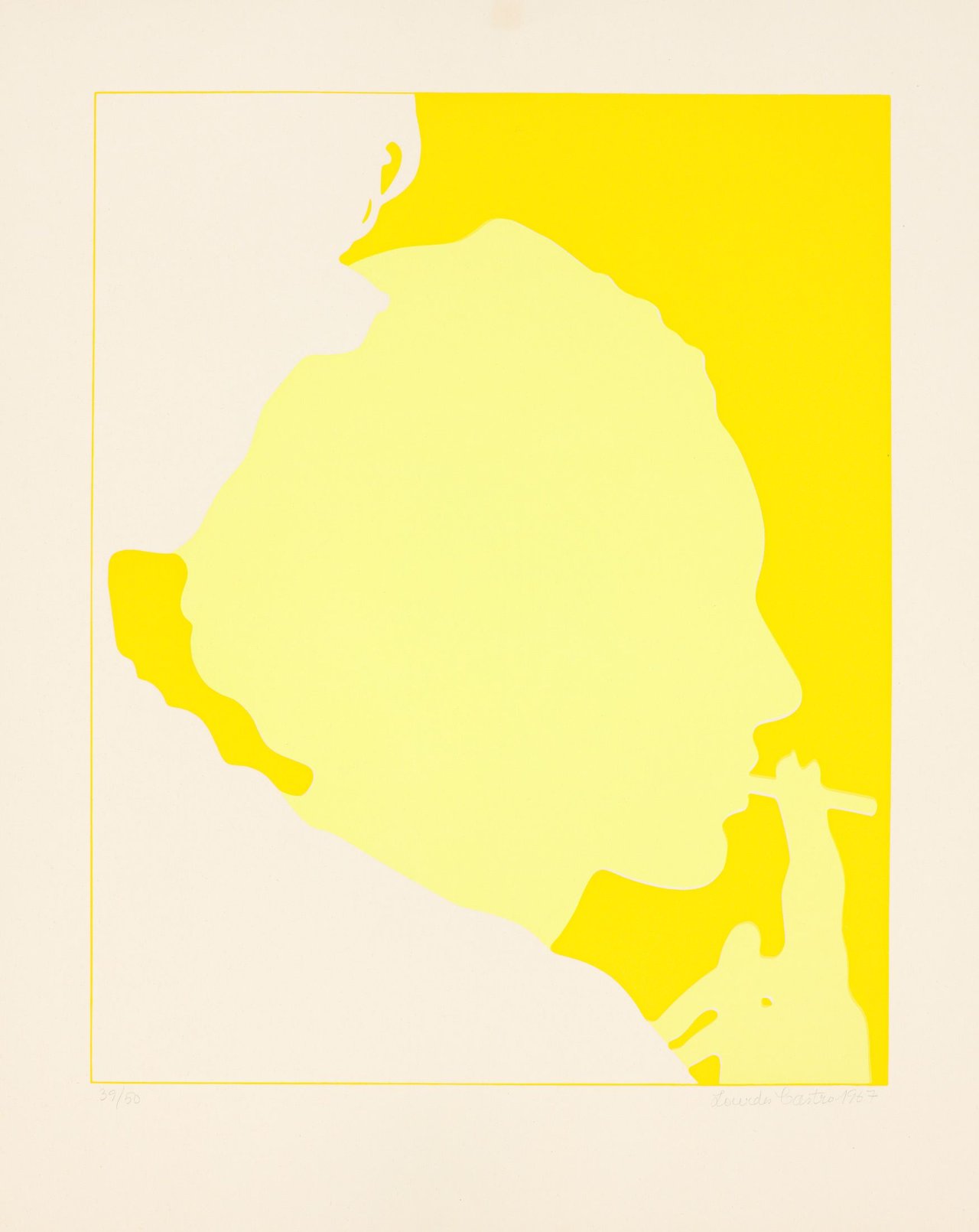 Auf diesem Bild ist das folgende Kunstwerk zu sehen: Lourdes Castro. Ohne Titel. 1967.