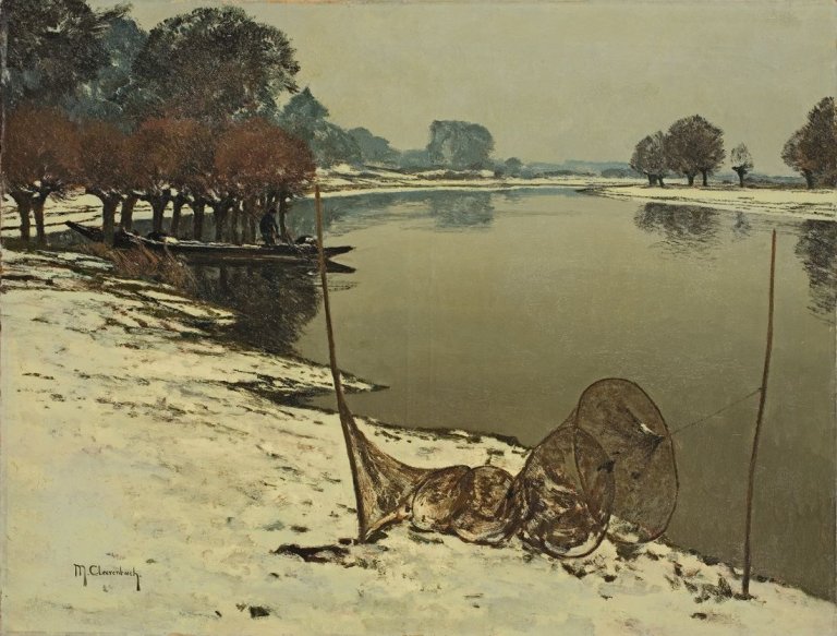 Auf diesem Bild ist das folgende Kunstwerk zu sehen: Max Clarenbach. Winterlandschaft bei Wittlaer.