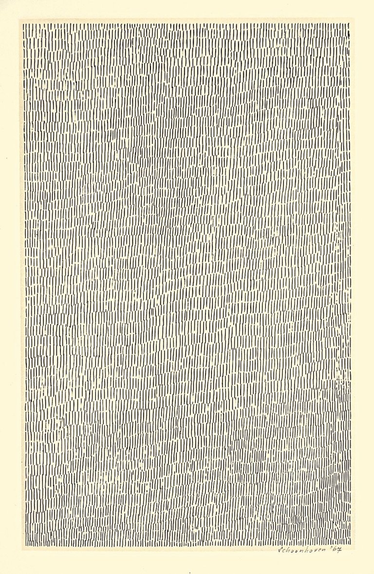 Auf diesem Bild ist das folgende Kunstwerk zu sehen: Jan J. Schoonhoven. „GM 19 Arcering“. 1967.