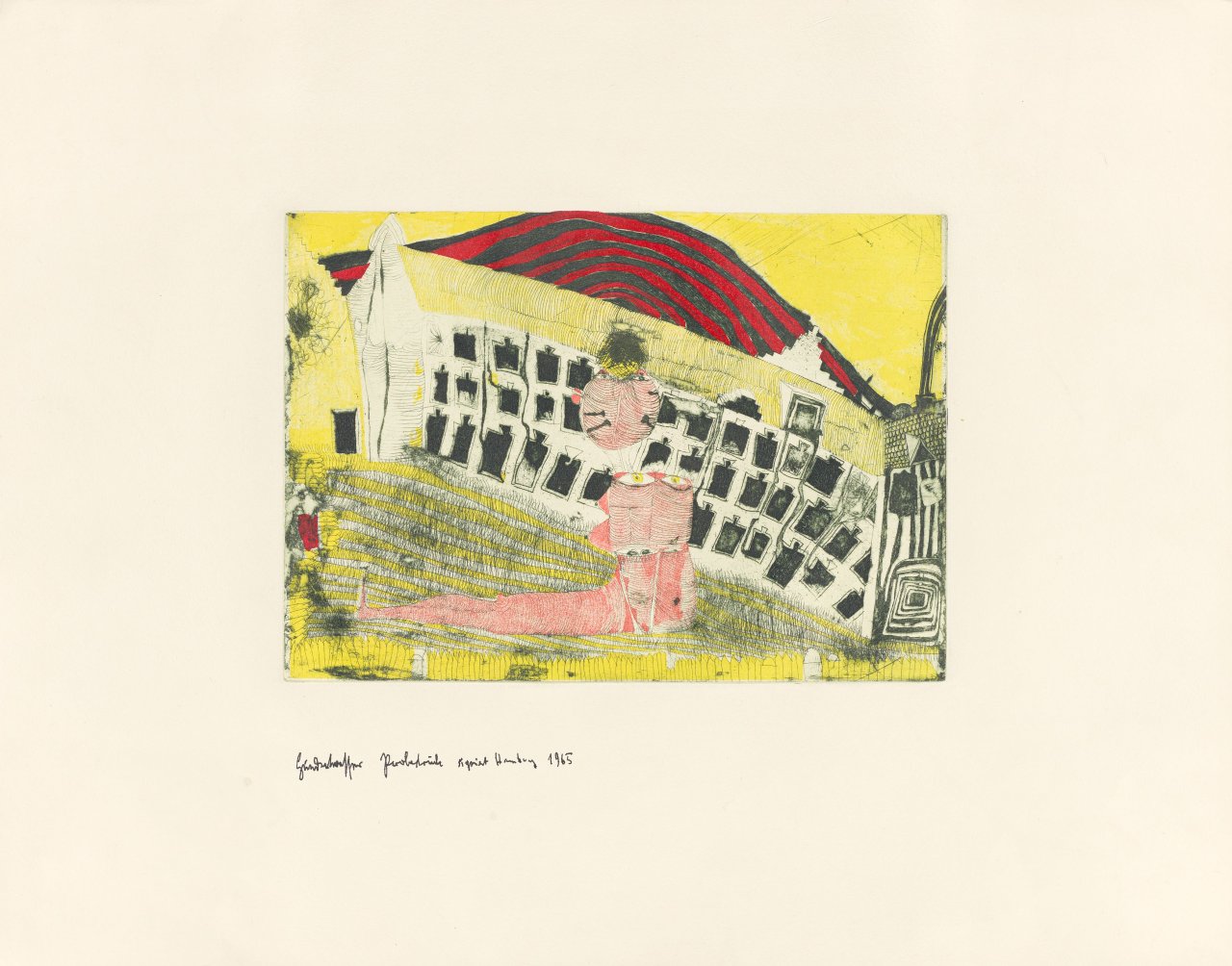 This picture shows the following artwork: Friedensreich Hundertwasser. ”Mädchenfund im Gras”. 1964.