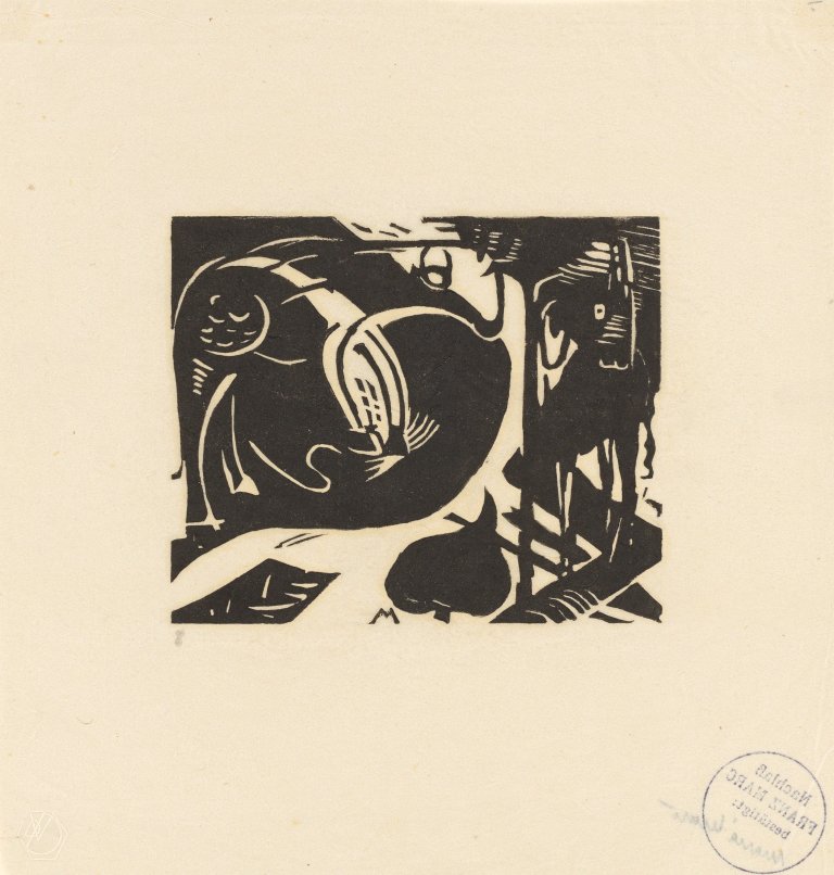 This picture shows the following artwork: Franz Marc. ”Zwei Fabeltiere”. 1914/1923.