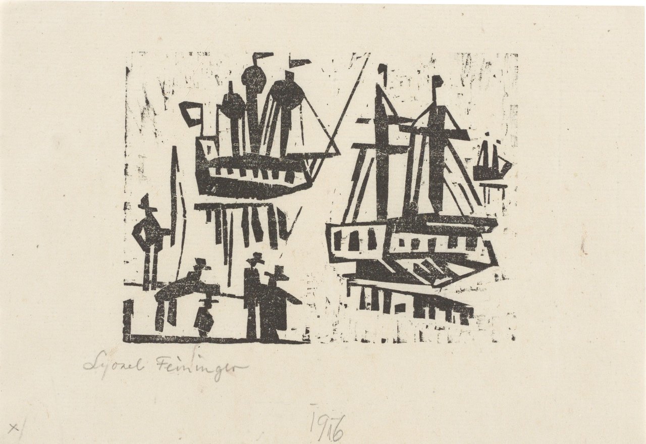 This picture shows the following artwork: Lyonel Feininger. „Angler und Schiffe“. 1919.