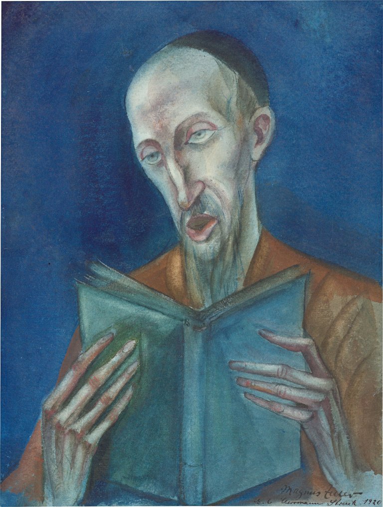 Auf diesem Bild ist das folgende Kunstwerk zu sehen: Magnus Zeller. „Lesender Rabbi“. 1920.