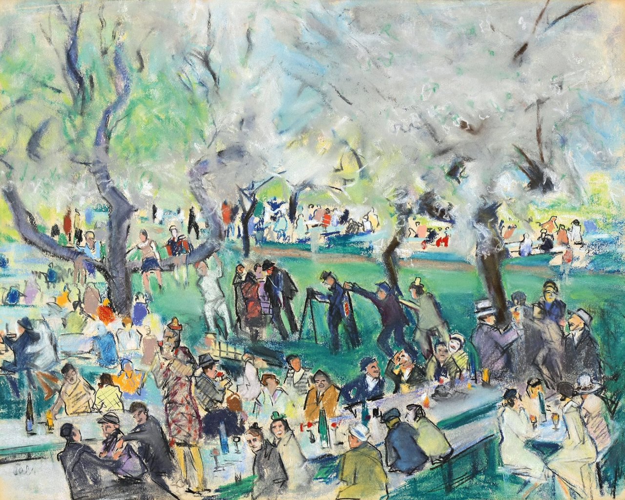 Auf diesem Bild ist das folgende Kunstwerk zu sehen: Paul Paeschke. Im Gartenlokal.