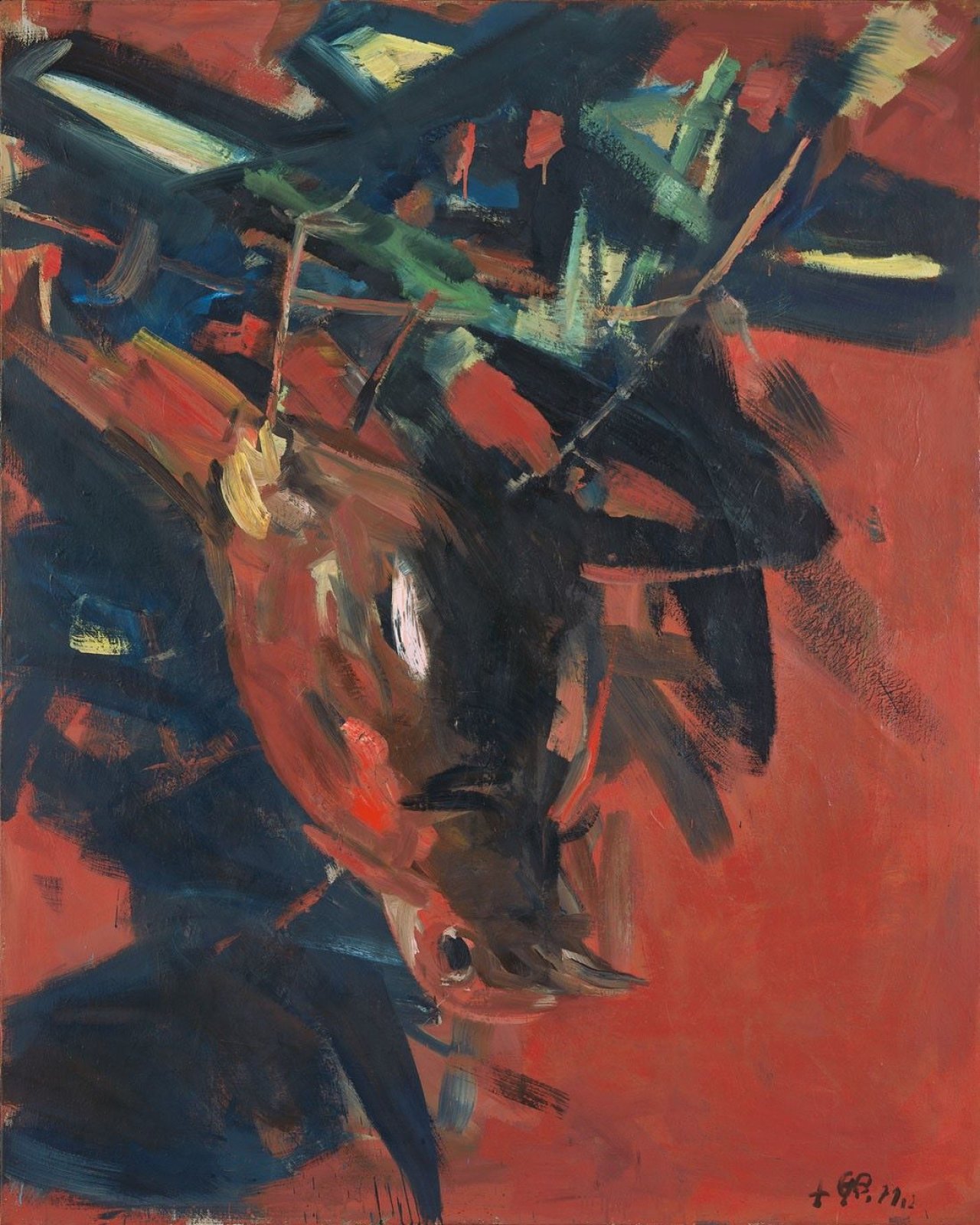 Auf diesem Bild ist das folgende Kunstwerk zu sehen: Georg Baselitz. „Roter Vogel“. 1971/72.