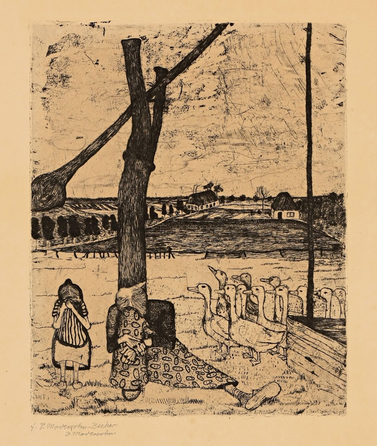 This picture shows the following artwork: Paula Modersohn-Becker. „Die Gänsemagd“. 1899.