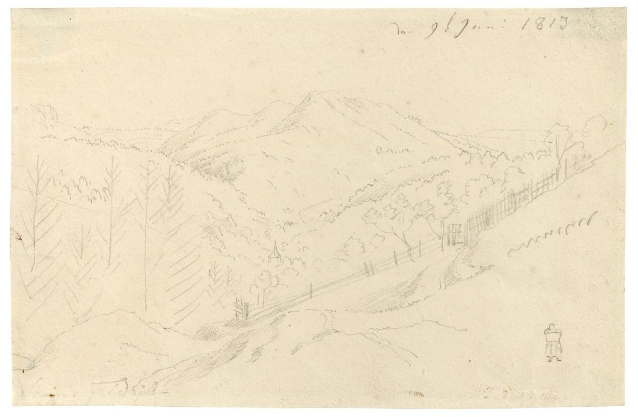 This picture shows the following artwork: Caspar David Friedrich. „Blick über den Wolfsgraben“. 1813.