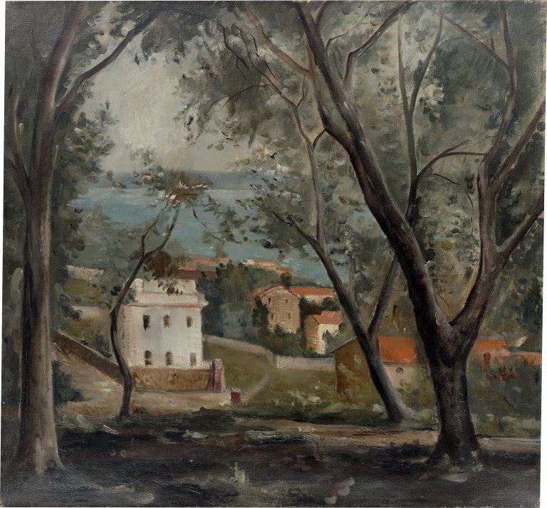 Auf diesem Bild ist das folgende Kunstwerk zu sehen: Ernst Schumacher. Südliche Landschaft. Um 1930.