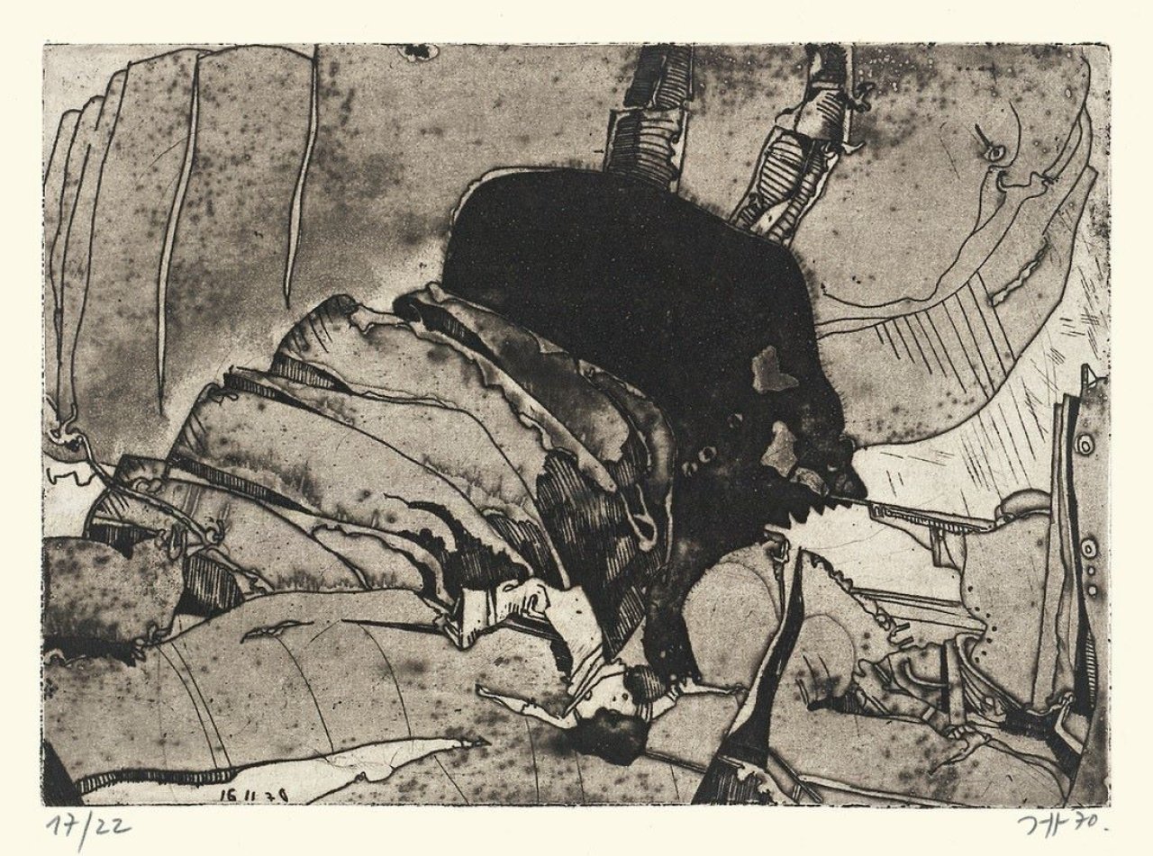 This picture shows the following artwork: Horst Janssen. „Bärenjagd“ / „Der grosse Stein“ / „Die Quelle“. 1970/1971.