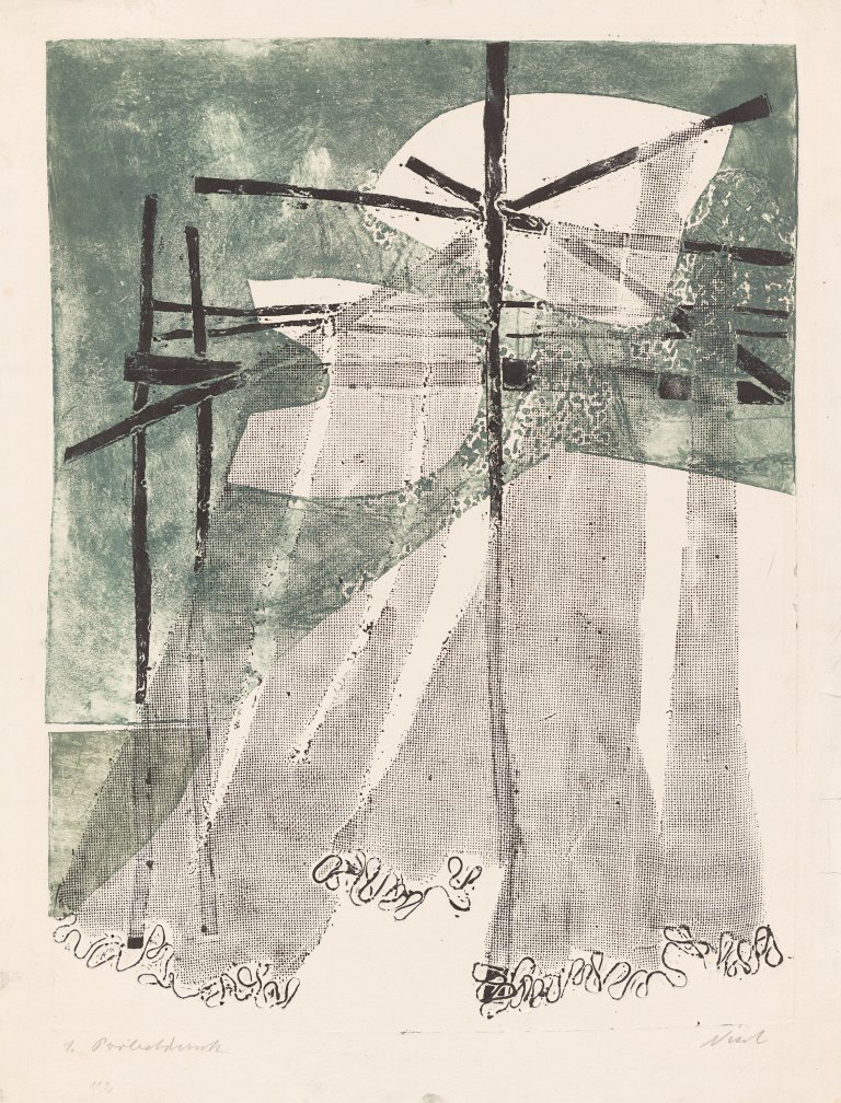 Auf diesem Bild ist das folgende Kunstwerk zu sehen: Rolf Nesch. „Netze zum Trocknen aufgehängt“. 1936.