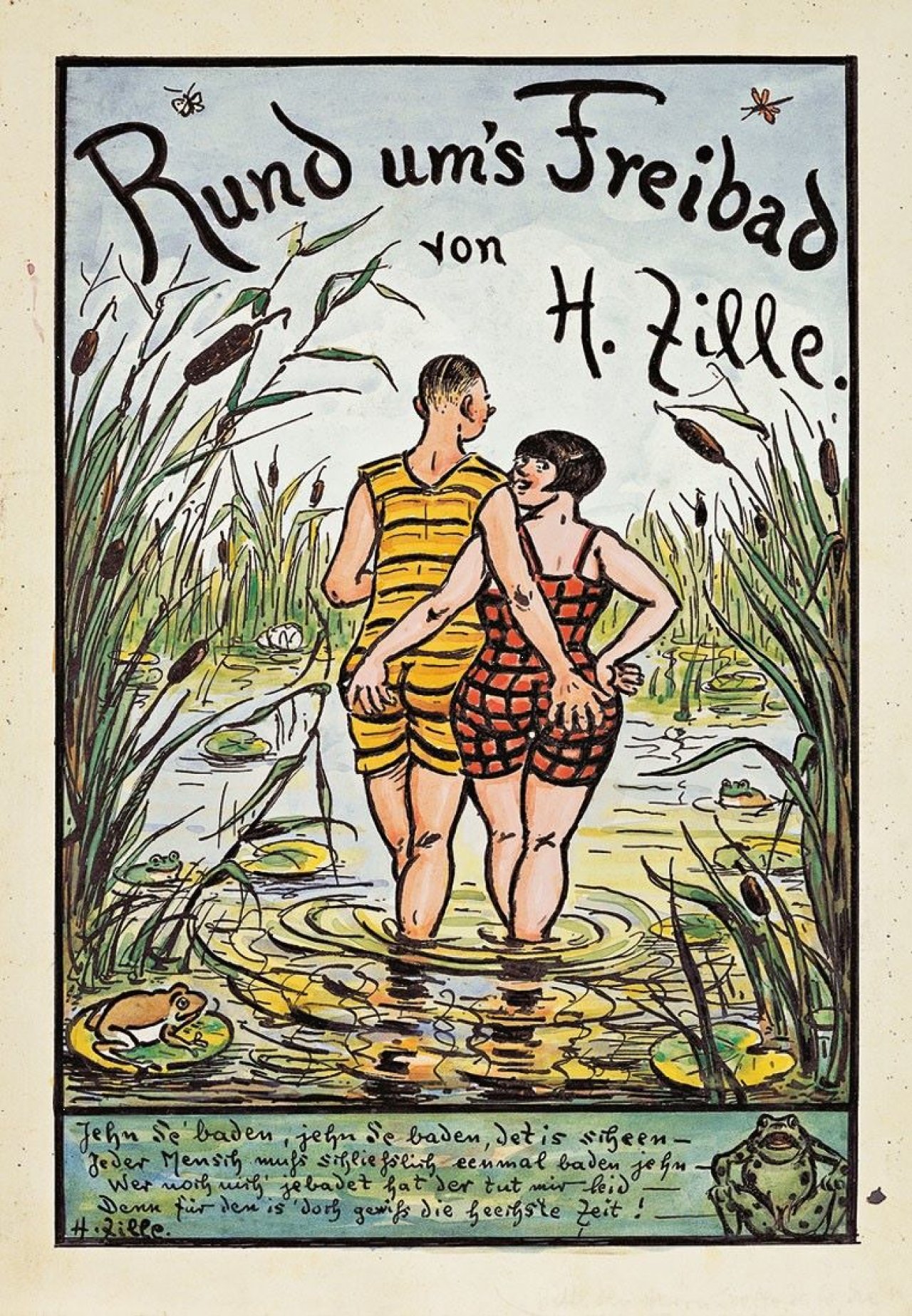 Auf diesem Bild ist das folgende Kunstwerk zu sehen: Heinrich Zille. „Rund ums Freibad“.