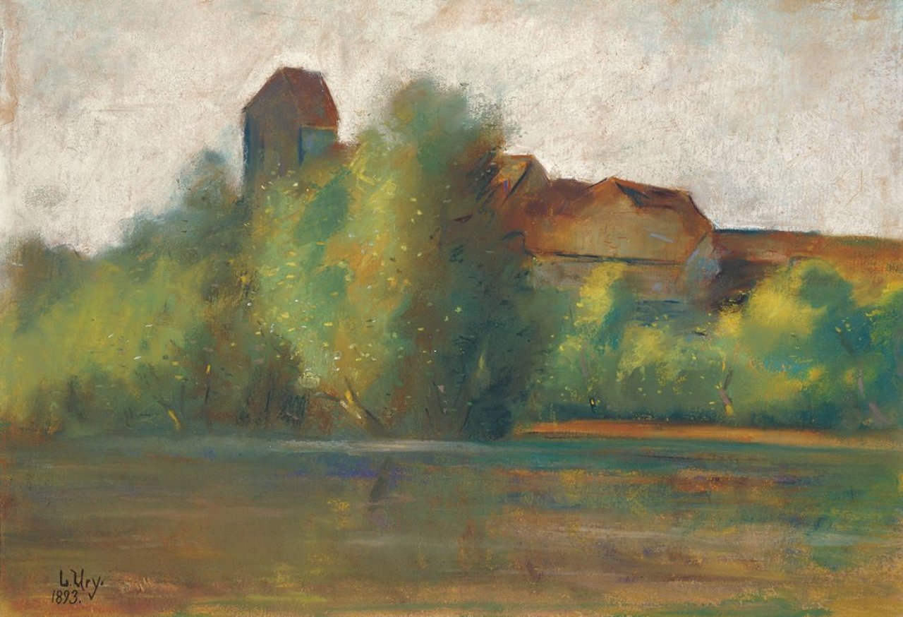 This picture shows the following artwork: Lesser Ury. „Insel im See (Ratzeburg?)“. 1893.