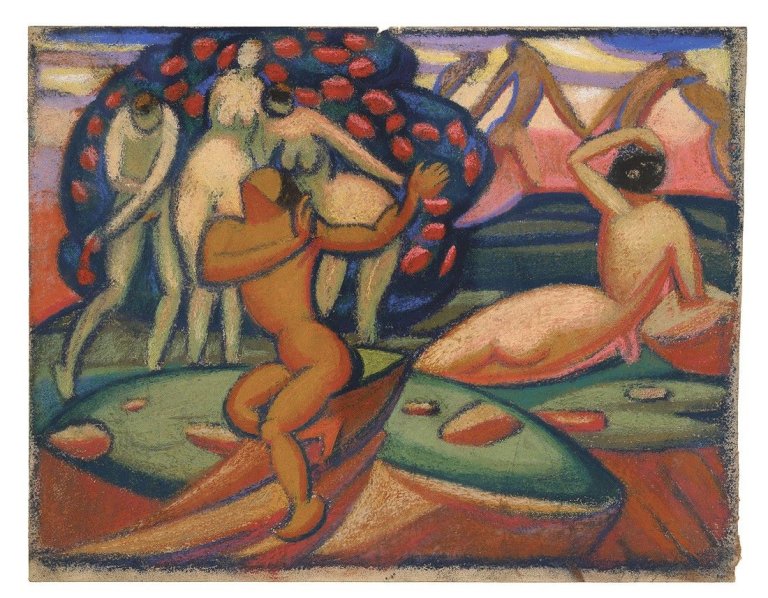 Auf diesem Bild ist das folgende Kunstwerk zu sehen: Max Ackermann. „Ohne Titel (Tanzszene)“. 1914.