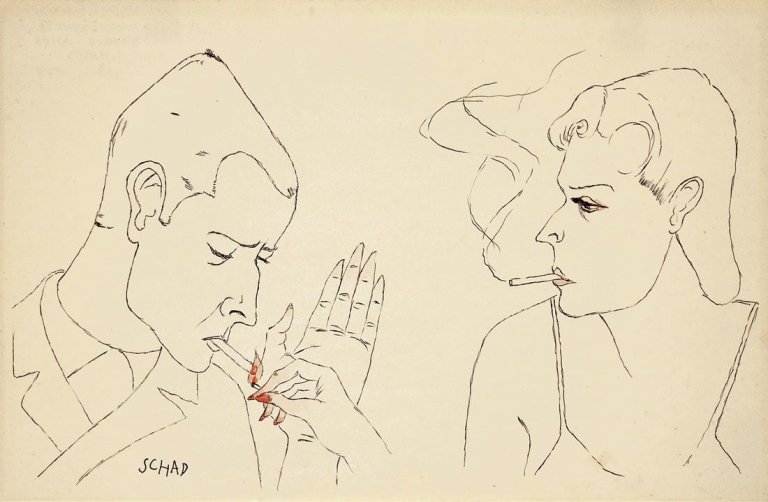 Auf diesem Bild ist das folgende Kunstwerk zu sehen: Christian Schad. Barszene. Um 1930.