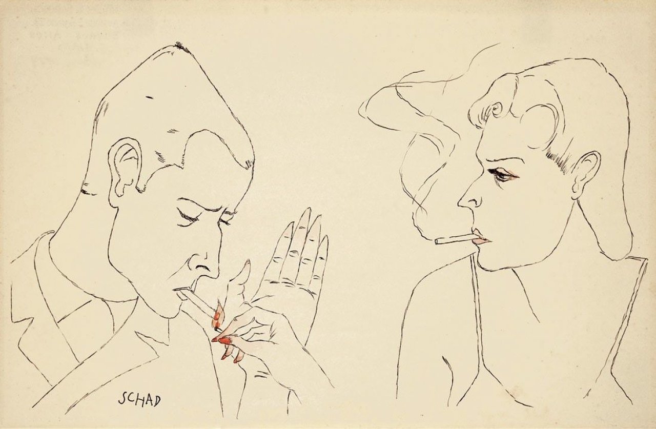 Auf diesem Bild ist das folgende Kunstwerk zu sehen: Christian Schad. Barszene. Um 1930.