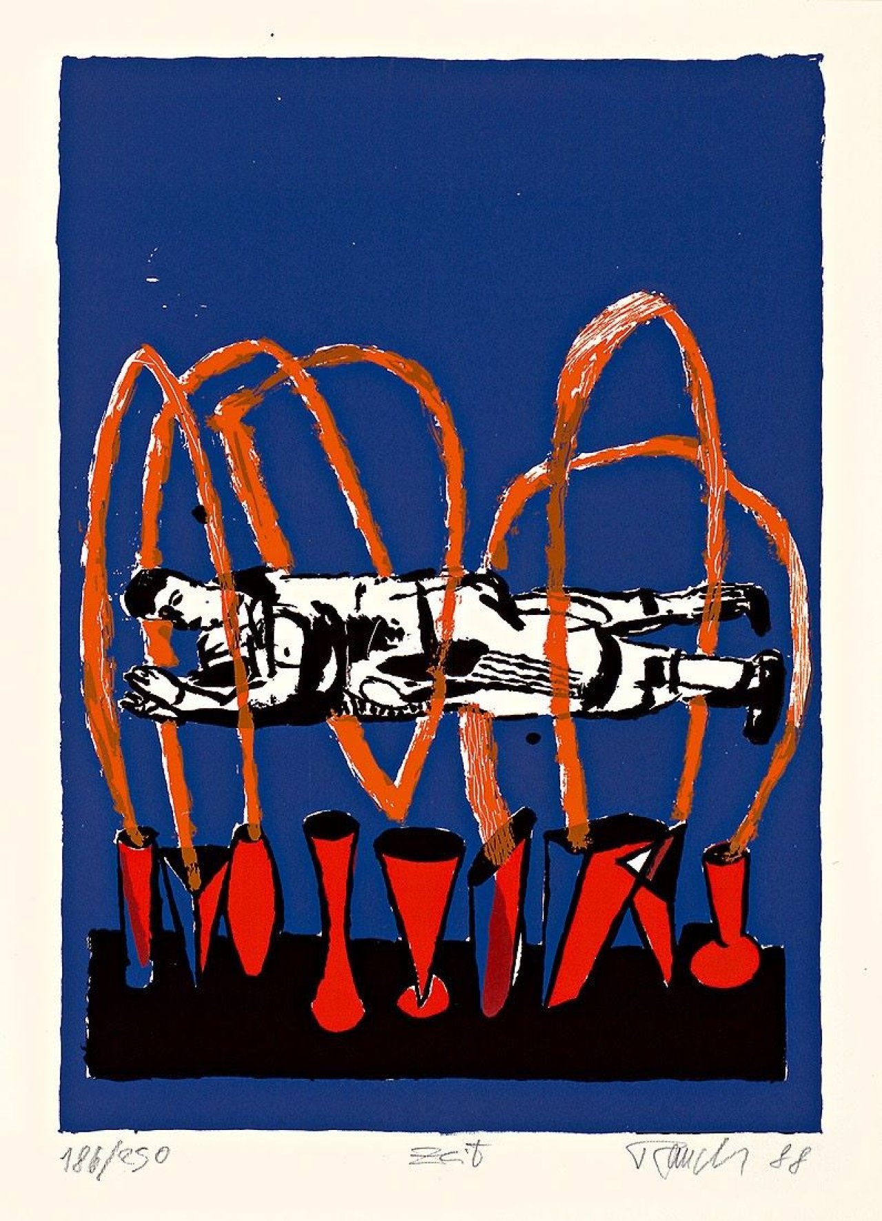 Auf diesem Bild ist das folgende Kunstwerk zu sehen:  Mappenwerk. „Zeit-Zeichen. Ein Kalender von Dreizehn Künstlern für das Jahr 1989“. 1988.