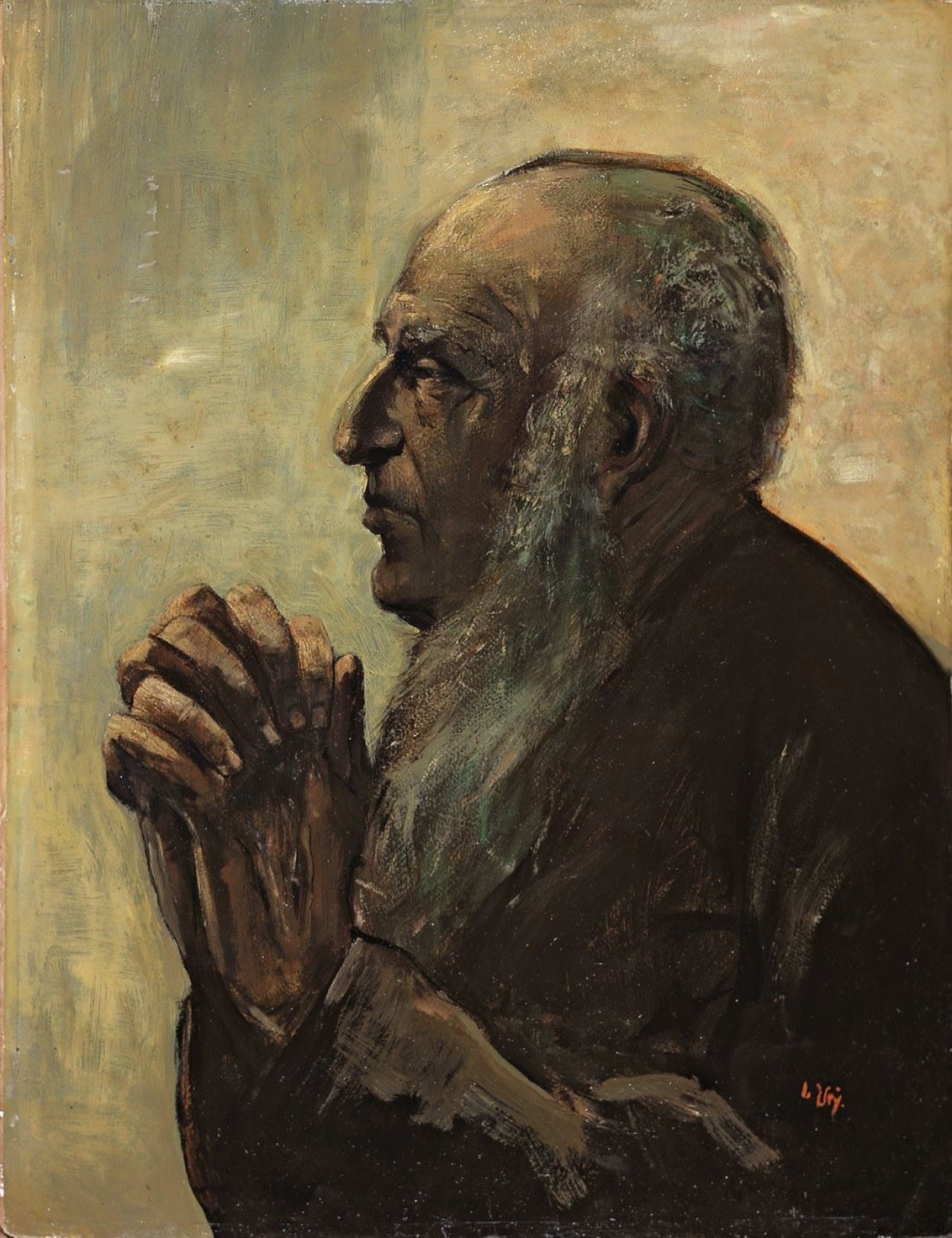 Auf diesem Bild ist das folgende Kunstwerk zu sehen: Lesser Ury. „Kopfstudie eines alten Mannes zum Gemälde ,Jerusalem'“. Um 1895/96.