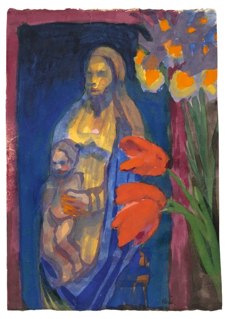 This picture shows the following artwork: Emil Nolde. „Madonna und Blumen“. Circa 1930-35.