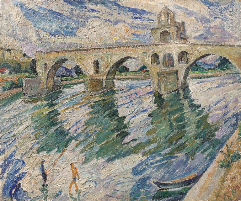 Auf diesem Bild ist das folgende Kunstwerk zu sehen: Mela Muter. Pont d’Avignon (Pont Saint-Benezet). Um 1940.