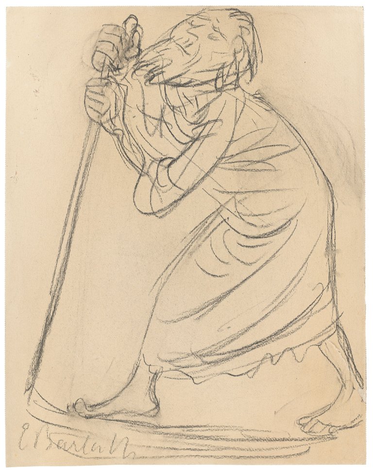 This picture shows the following artwork: Ernst Barlach. ”Mann mit Stecken, nach links schreitend”. 1915/16.