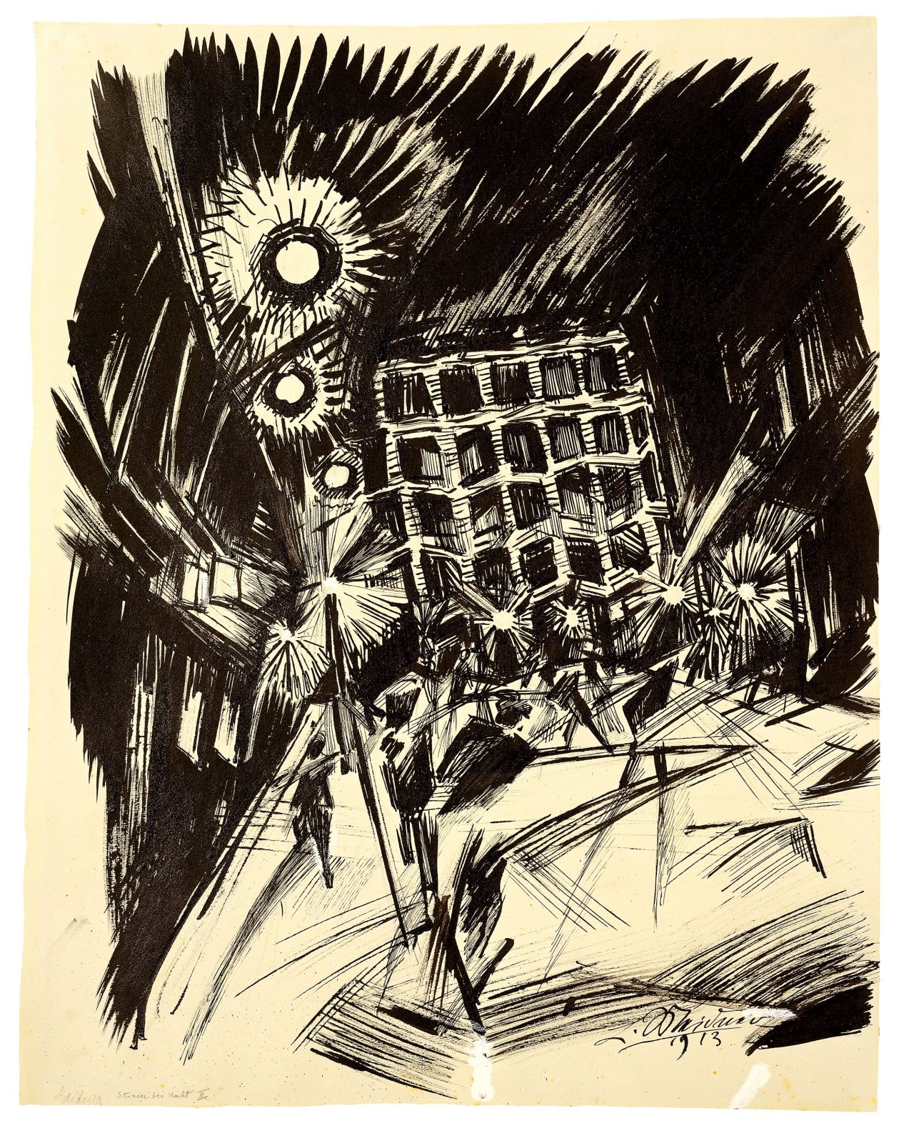 This picture shows the following artwork: Ludwig Meidner. Straße bei Nacht II. 1913.
