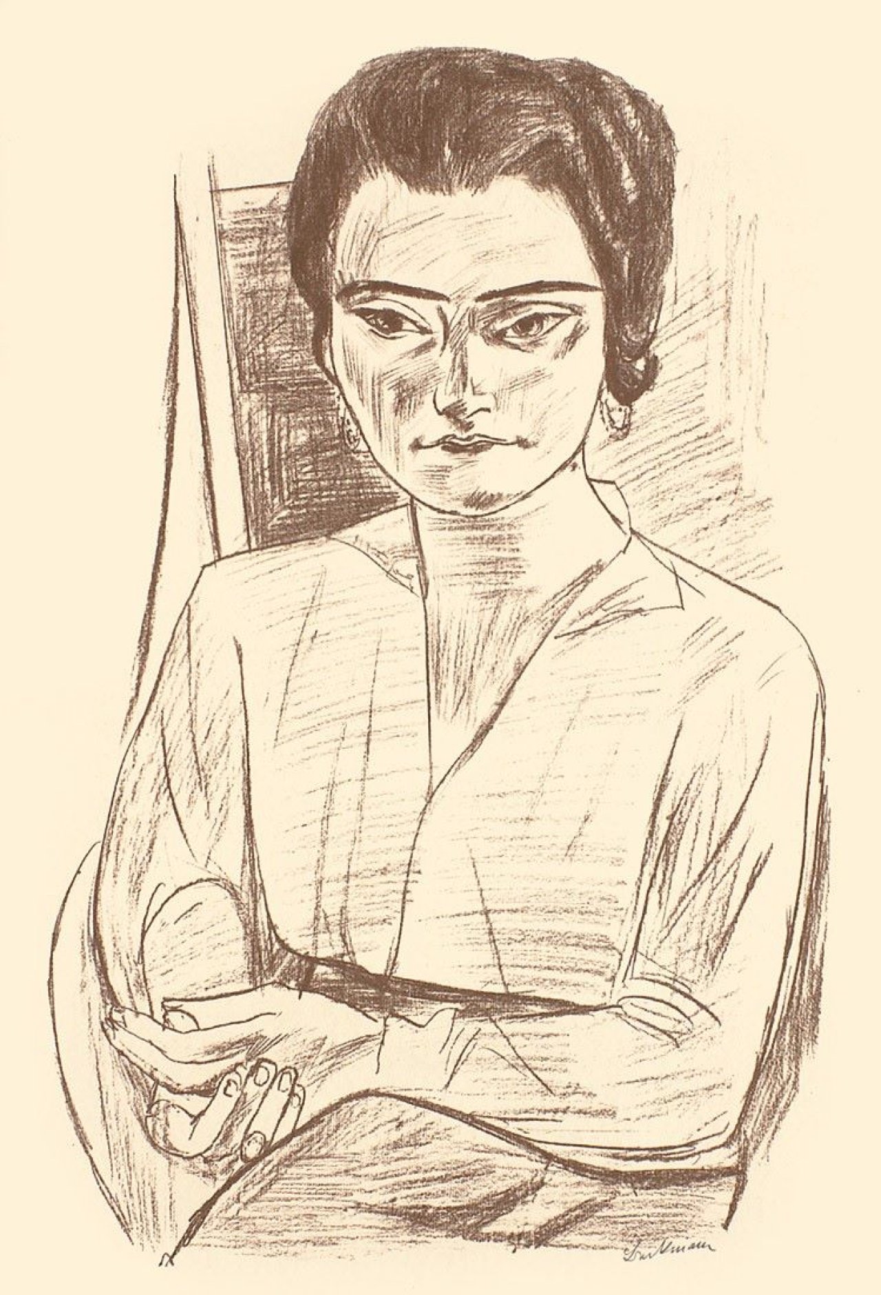 Auf diesem Bild ist das folgende Kunstwerk zu sehen: Max Beckmann. „Junge Dame (Bildnis Naila, Frau H.M.)“. 1923.