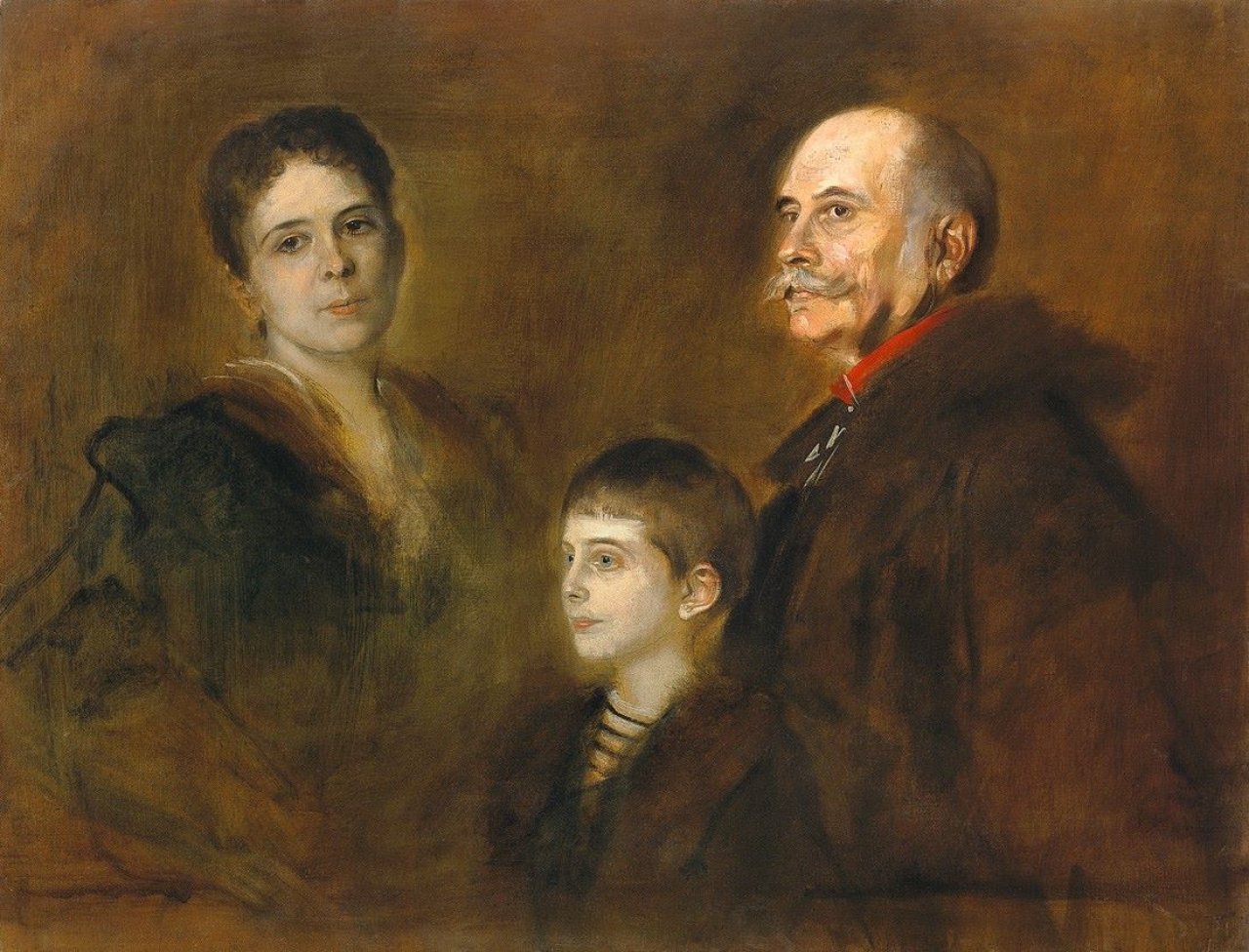 This picture shows the following artwork: Franz von Lenbach. General v. Hartmann mit Frau und Sohn.