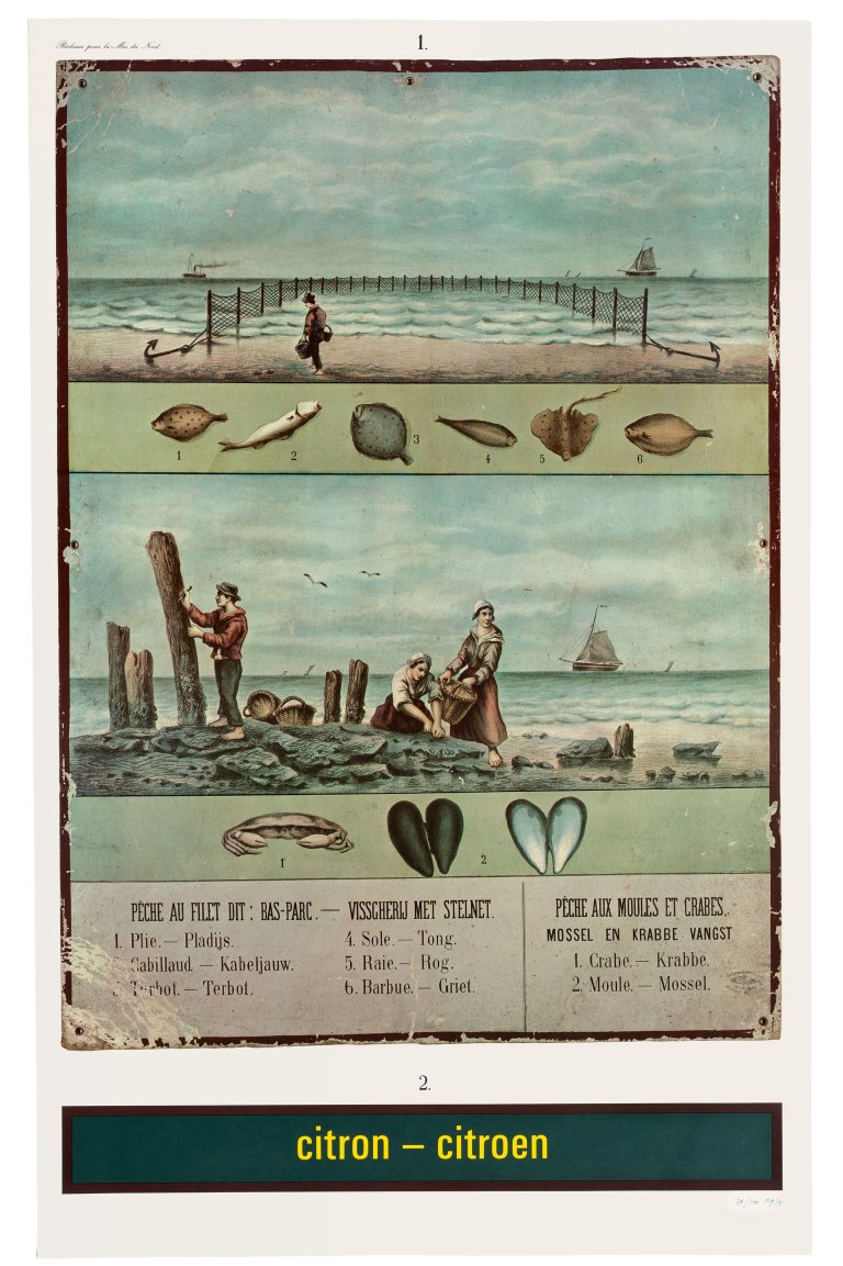 Auf diesem Bild ist das folgende Kunstwerk zu sehen: Marcel Broodthaers. „Citron-Citroen (Réclame pour la Mer du Nord)“. 1974.