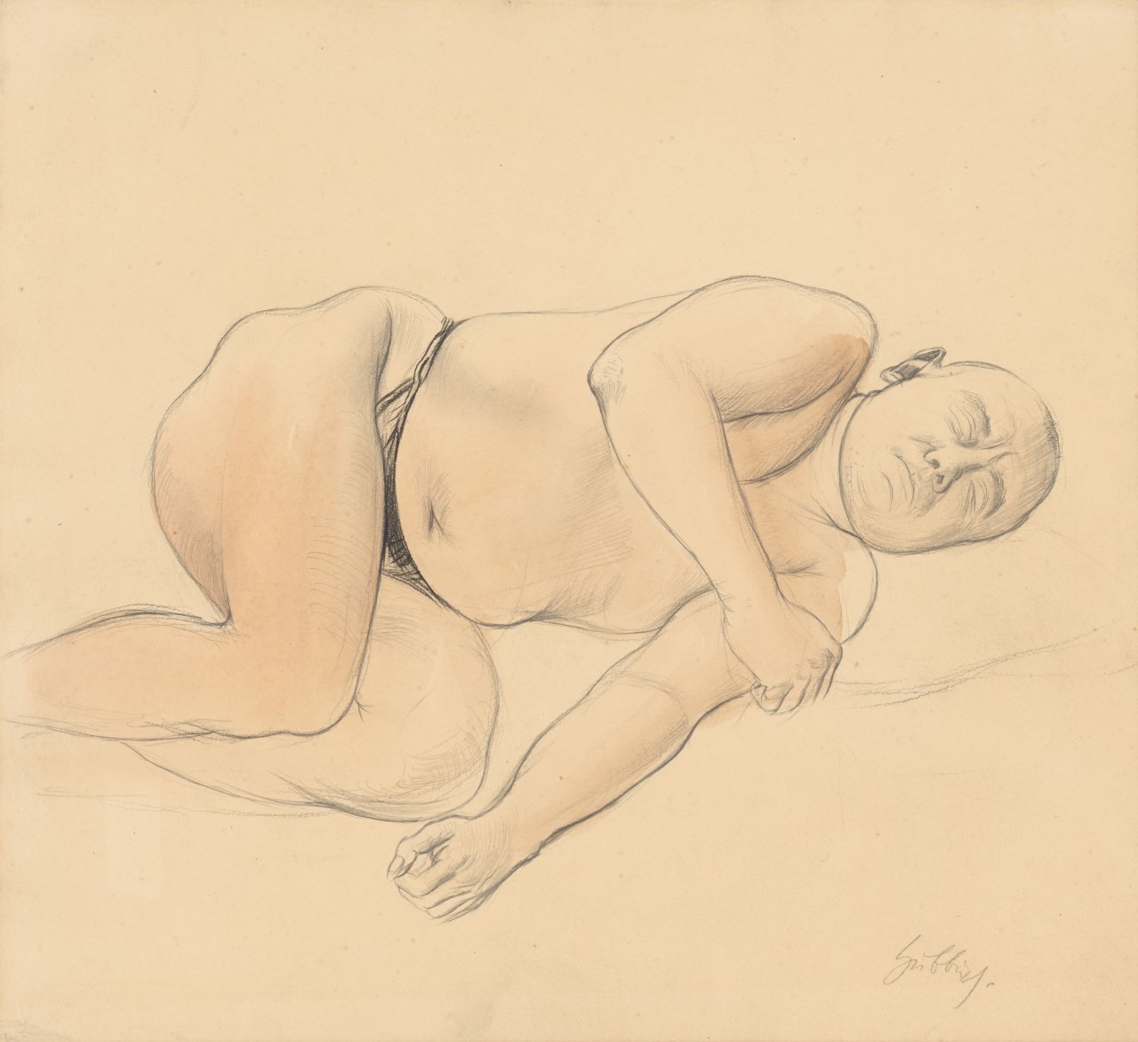 Auf diesem Bild ist das folgende Kunstwerk zu sehen: Karl Hubbuch. Schlafender.