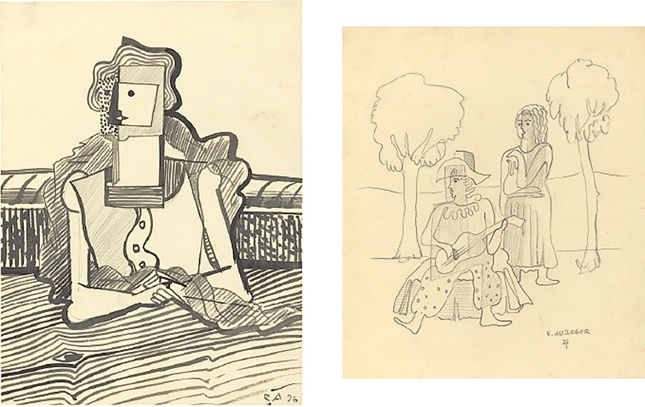 Auf diesem Bild ist das folgende Kunstwerk zu sehen: Rudolf Ausleger. Sitzende / Musikanten. 1926/27.