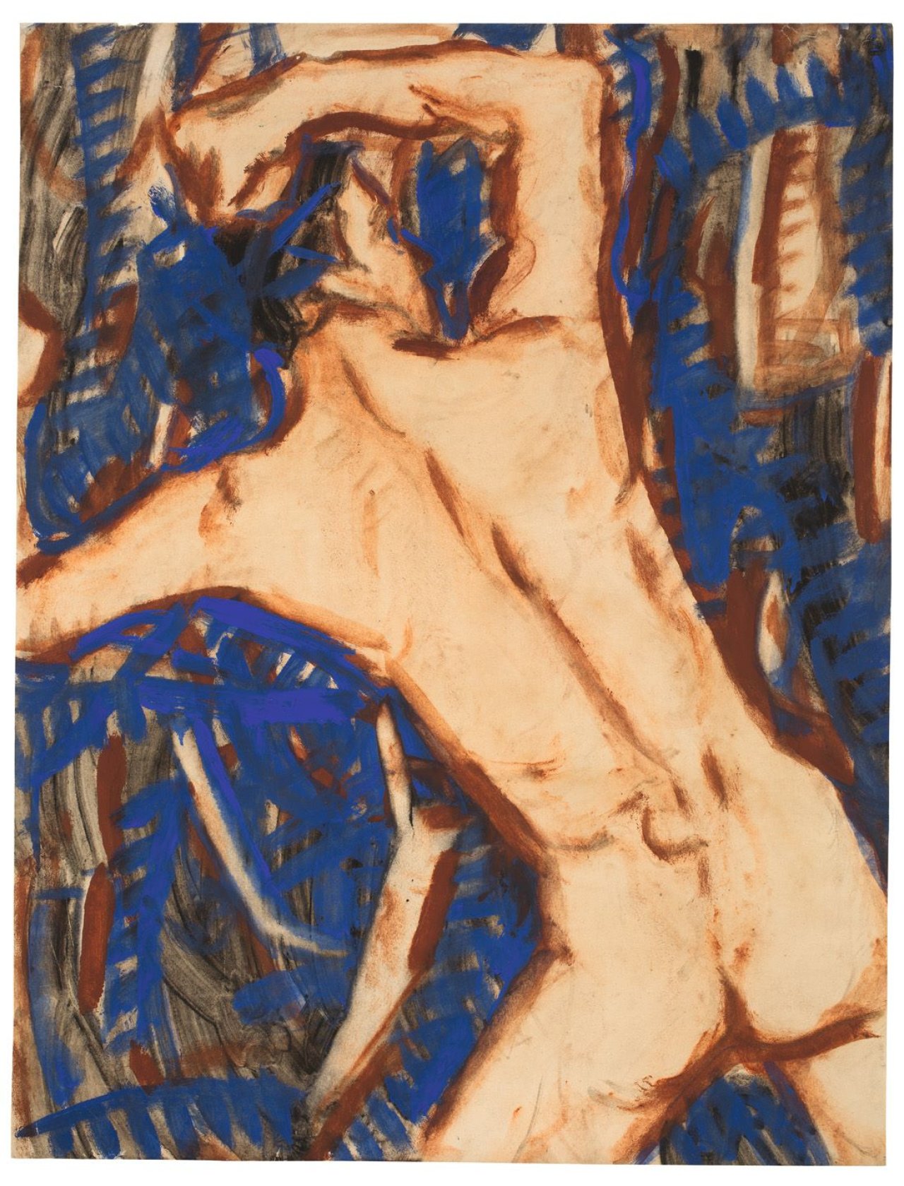 This picture shows the following artwork: Christian Rohlfs. Männlicher Rückenakt. Circa 1918.