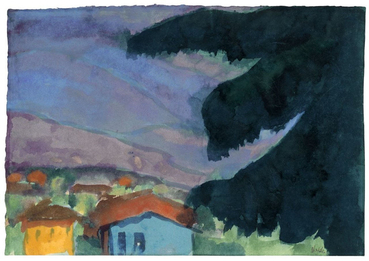 This picture shows the following artwork: Emil Nolde. „Violette Berglandschaft“. 1920s.