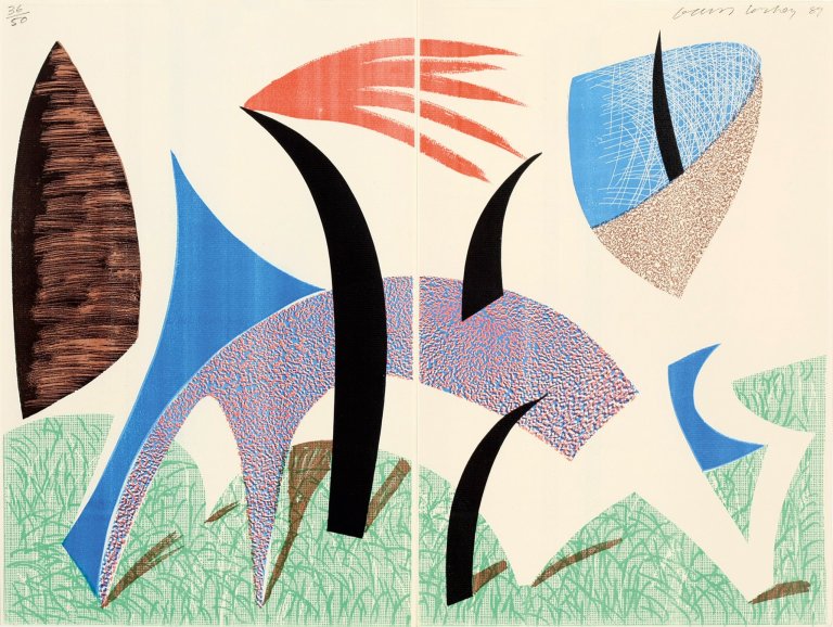 Auf diesem Bild ist das folgende Kunstwerk zu sehen: David Hockney. Diptychon. 1989.